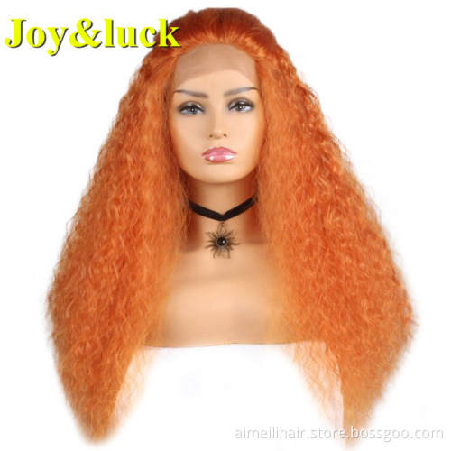 Wholesale Prices Hair Golden Color For Women Natural Long Front Lace Wave Synthetic Wigs Daily Or Party Curly Gold Ladies Hair